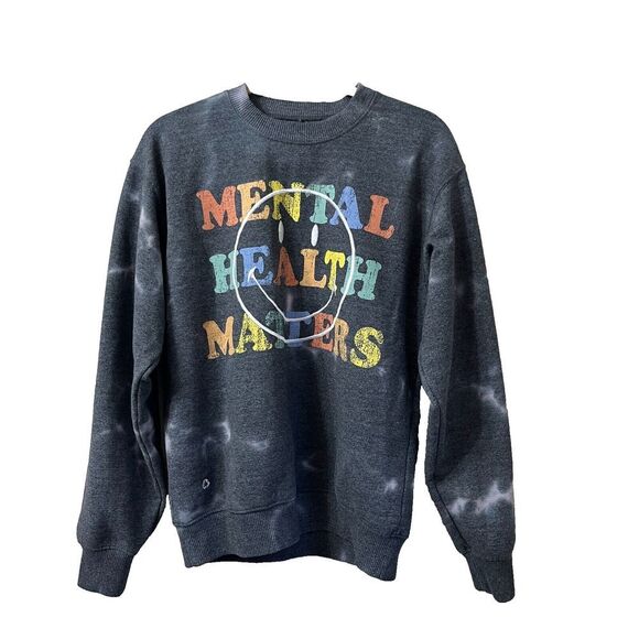 Smiley Womens Gray Desert Dreamer Mental Health Matters Tie Dye Sweatshirt Sz M - Picture 2 of 11